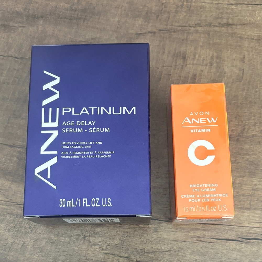 Avon Anew Platinum Serum (blue) & Anew Vitamin C Eye Cream (orange)